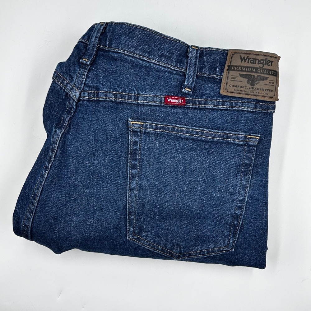 Wrangler Mens Five Star Premium Relaxed Fit Flex Jeans Dark Wash 44x30 NWT